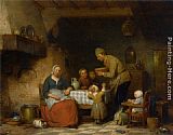 A Peasant Family Gathered Around the Kitchen Table by Ferdinand de Braekeleer